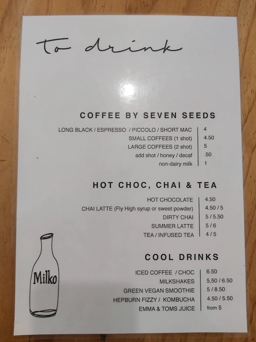 Menu, The Milko