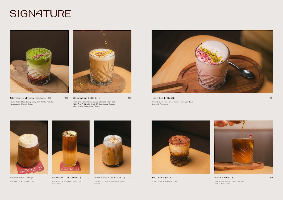 Menu, SOAZ 22 - Melbourne's Aesthetic Brunch Cafe