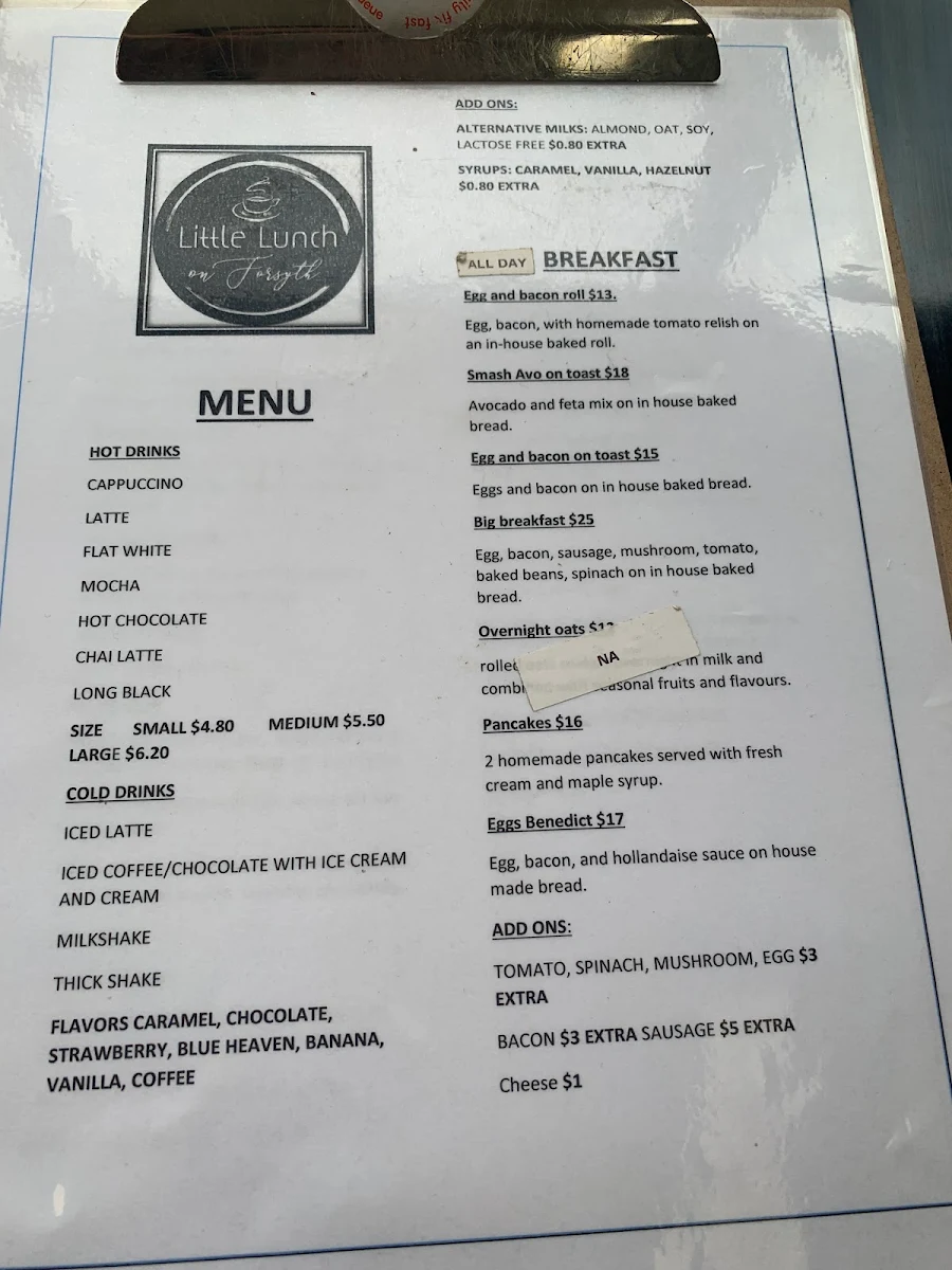 Menu, Little Lunch on Forsyth