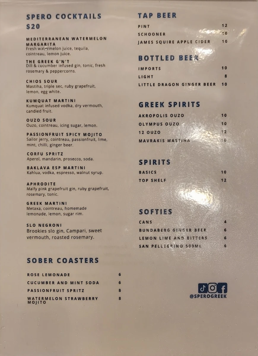 Menu, Spero