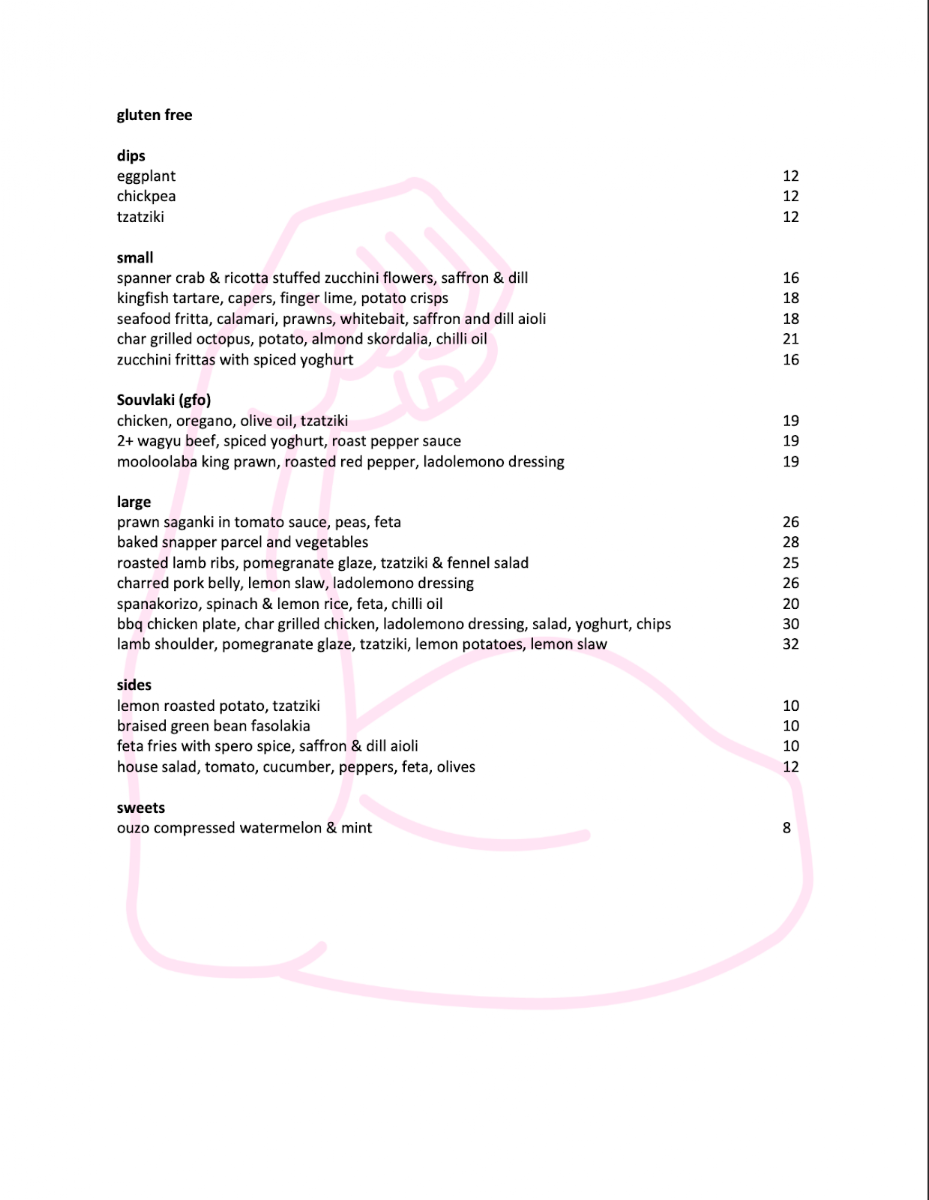 Menu, Spero