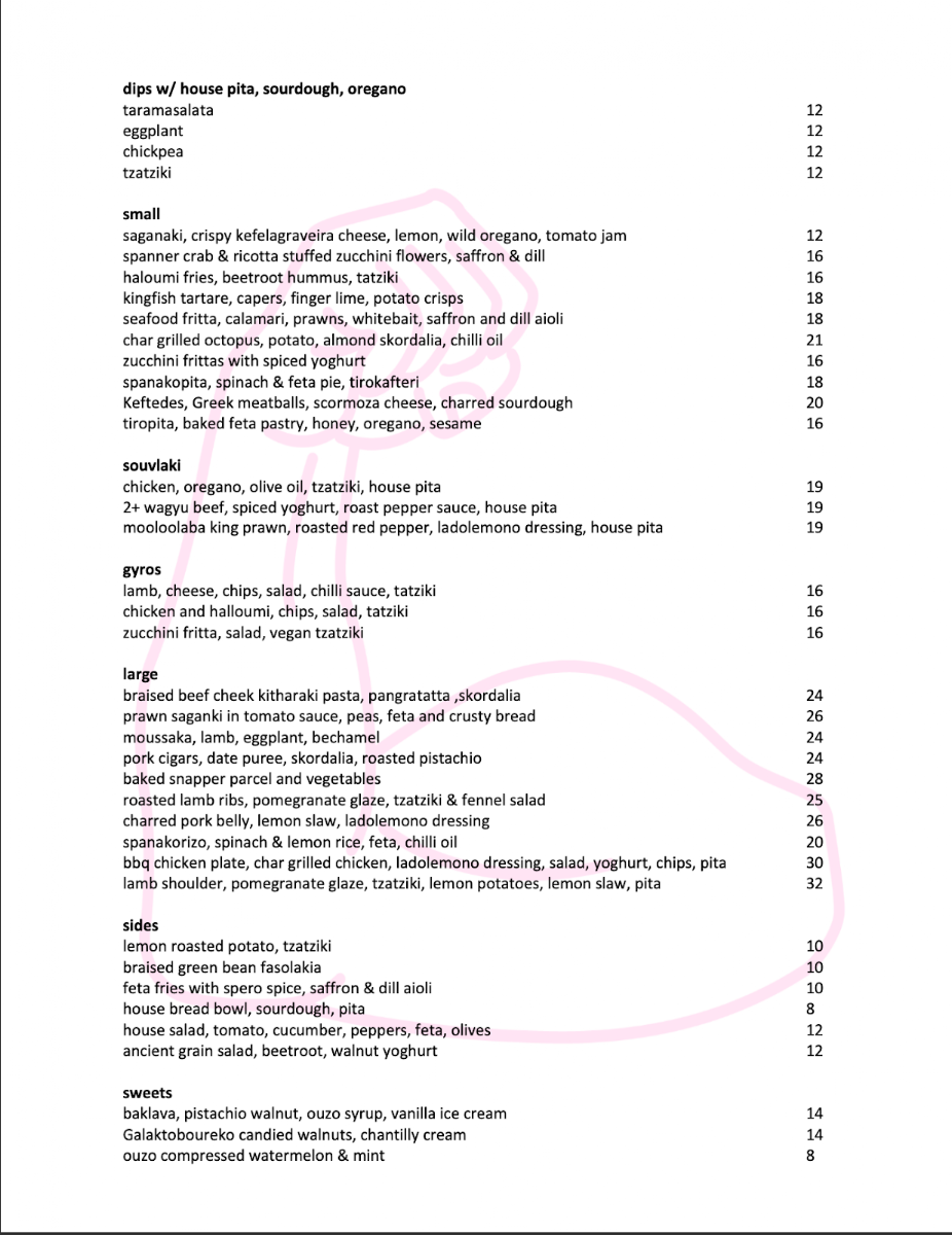 Menu, Spero