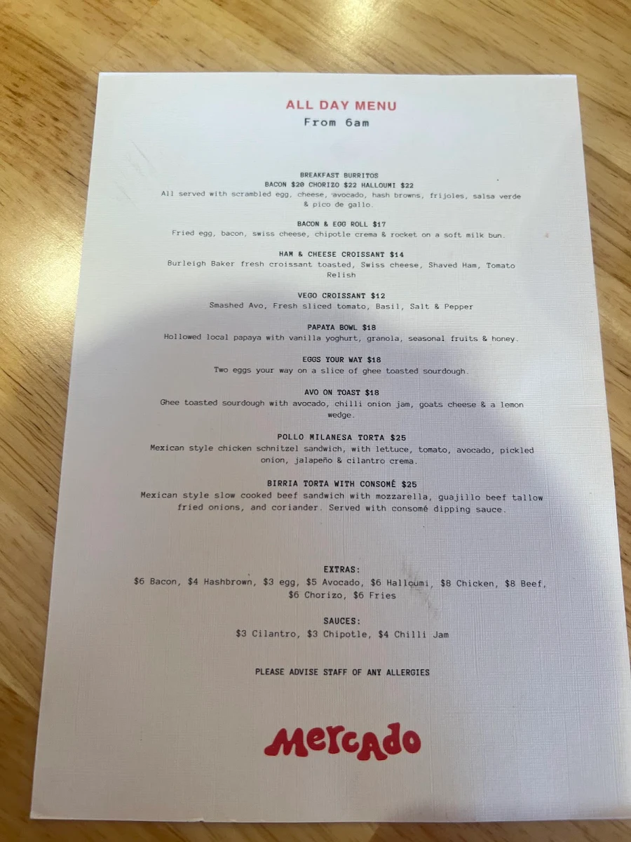 Menu, Mercado