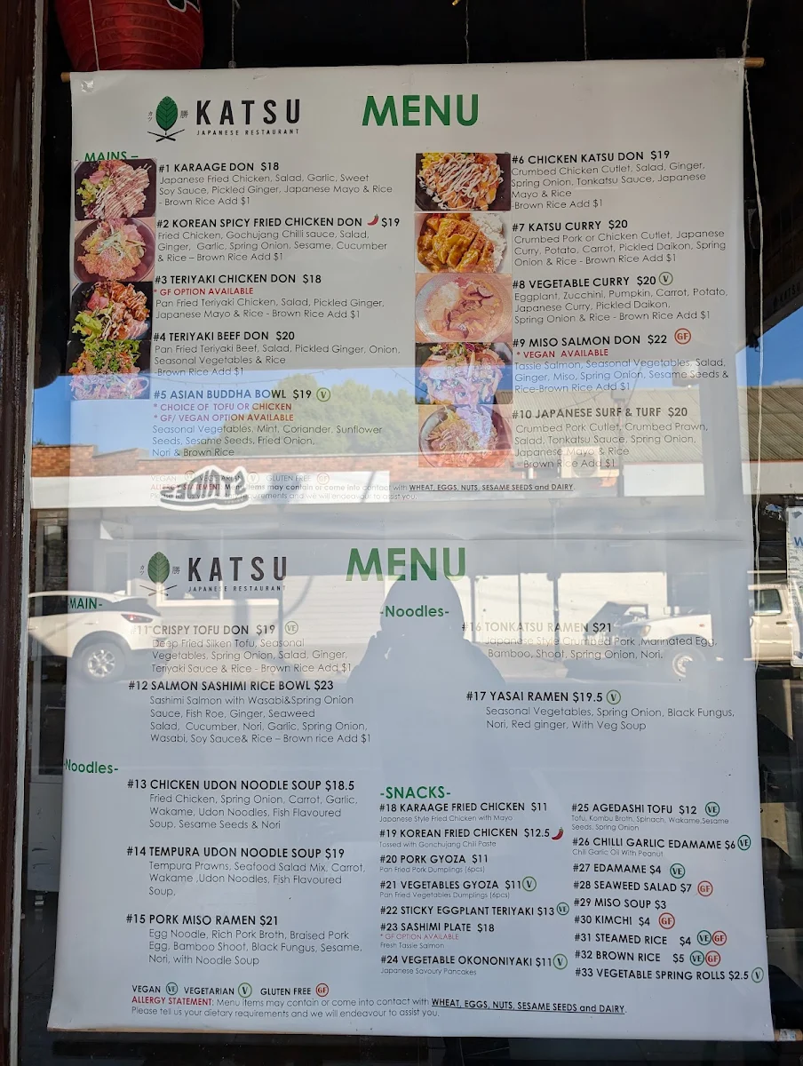 Menu, Katsu Japanese