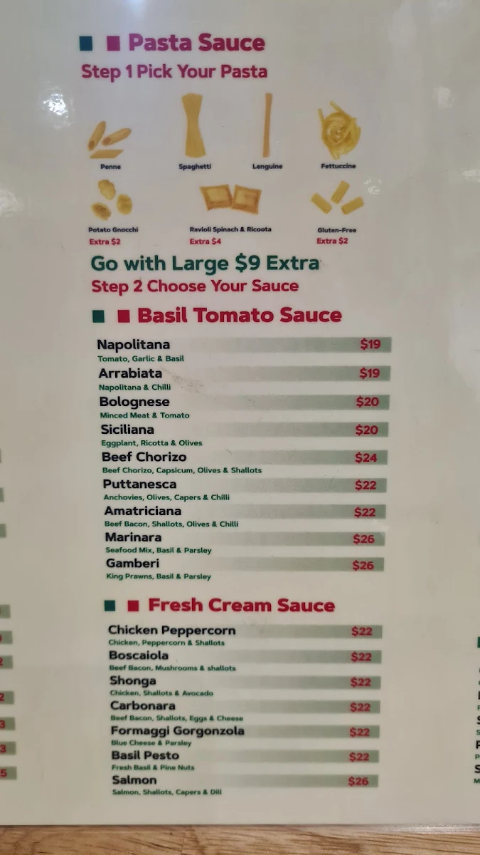Menu, PASTA CITTA