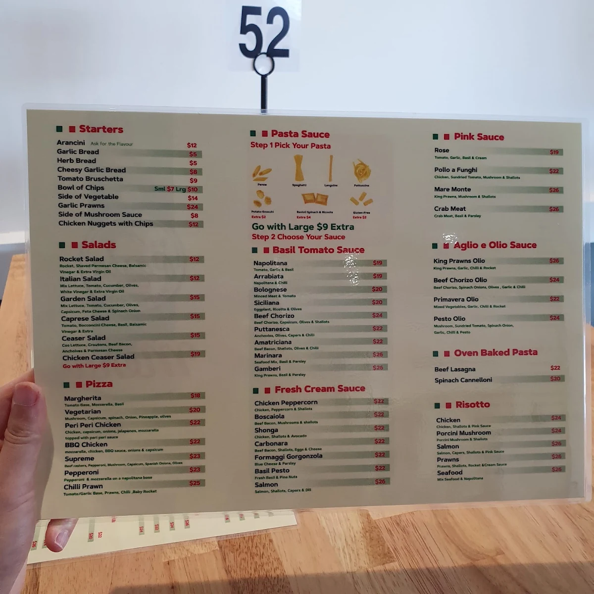 Menu, PASTA CITTA