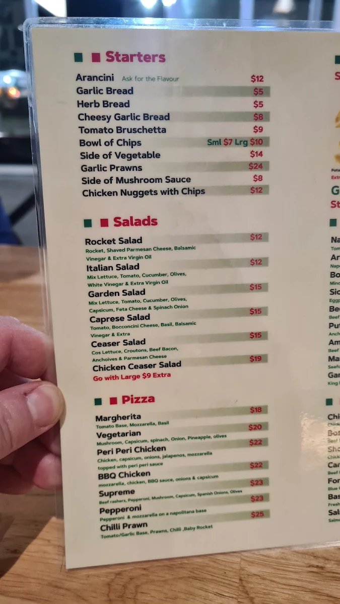Menu, PASTA CITTA