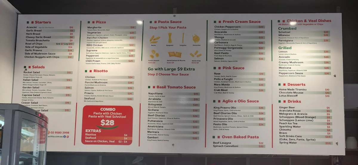 Menu, PASTA CITTA