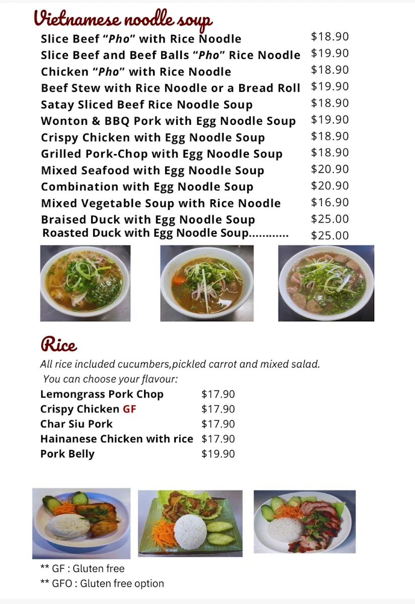 Menu, Viet House Restaurant