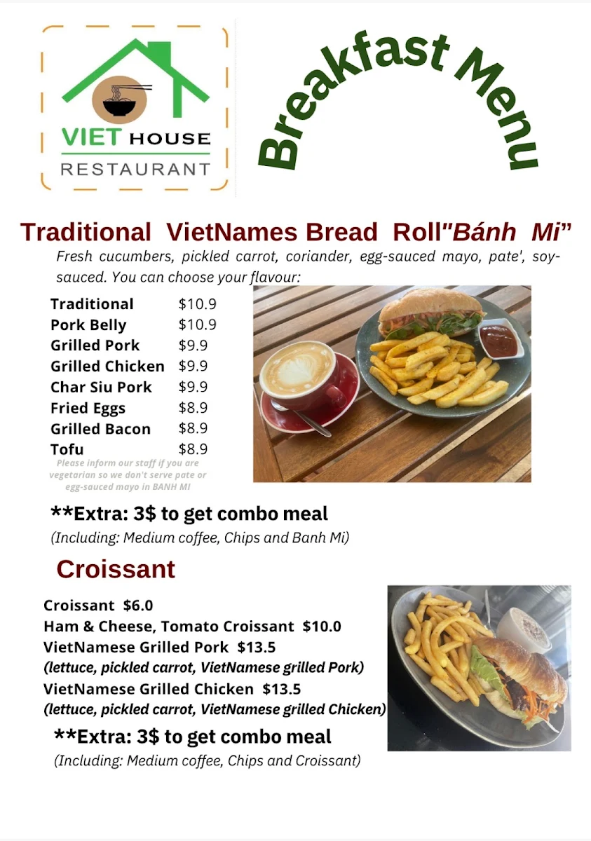 Menu, Viet House Restaurant