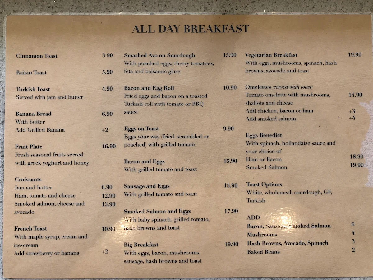 Menu, Cafe Laurella