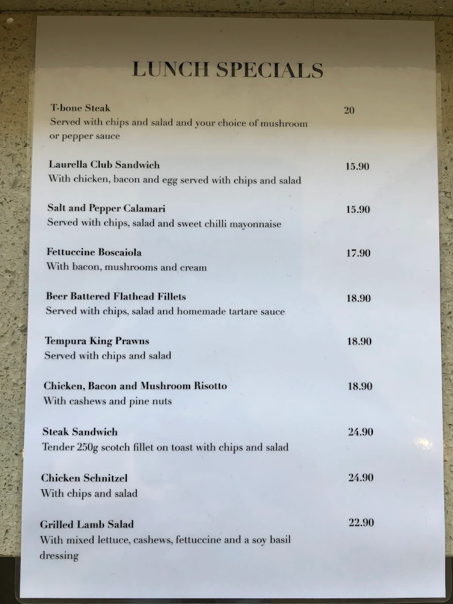 Menu, Cafe Laurella