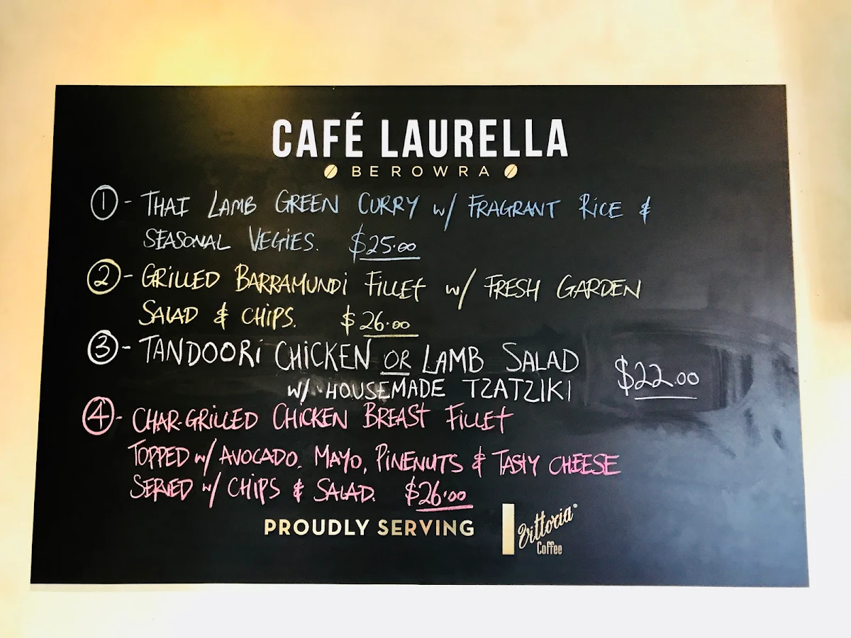 Menu, Cafe Laurella