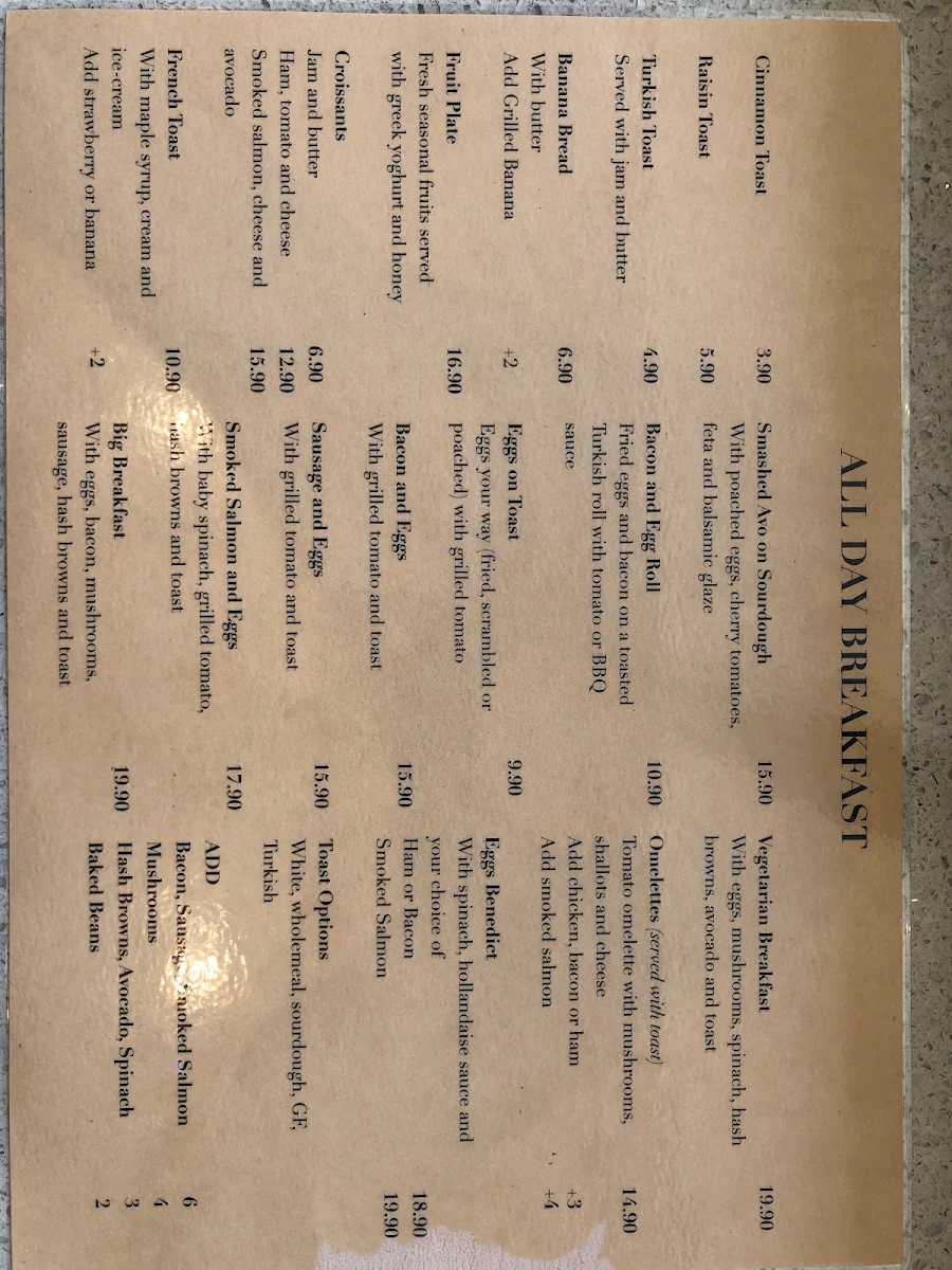 Menu, Cafe Laurella
