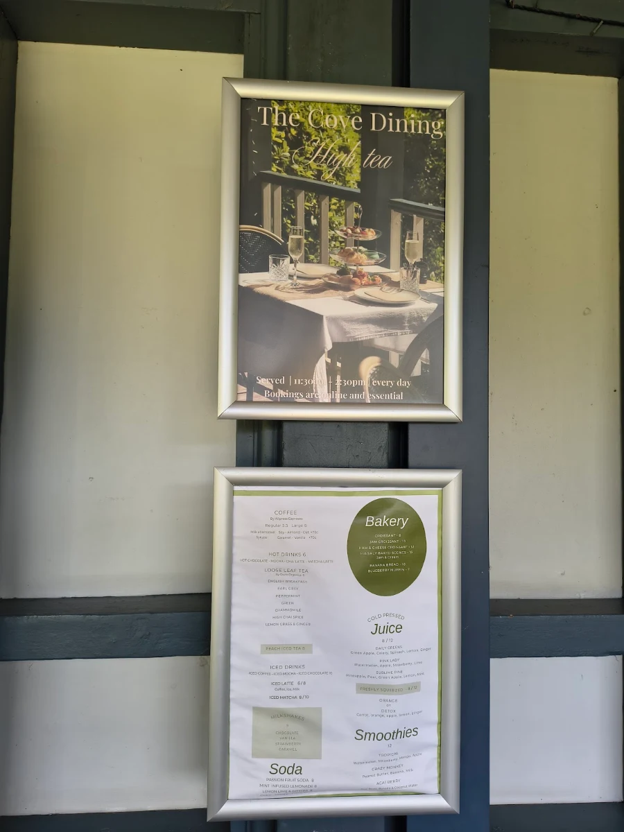 Menu, The Cove Dining