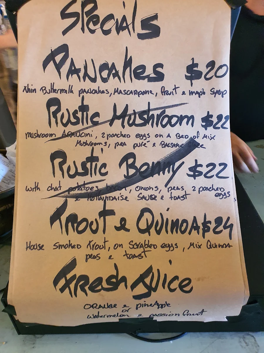 Menu, The Cove Dining