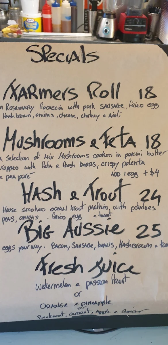 Menu, The Cove Dining