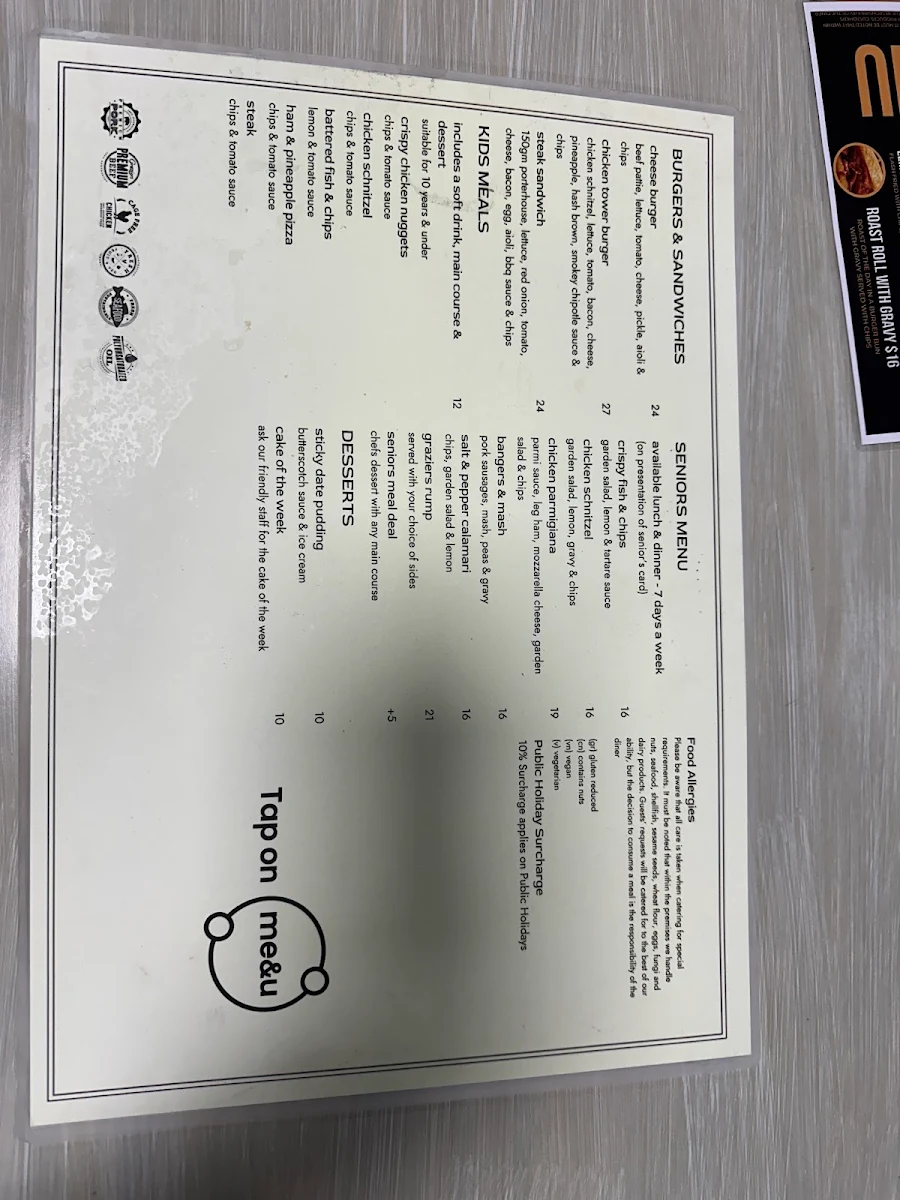 Menu, Morwell Hotel