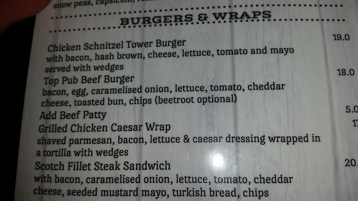 Menu, Morwell Hotel