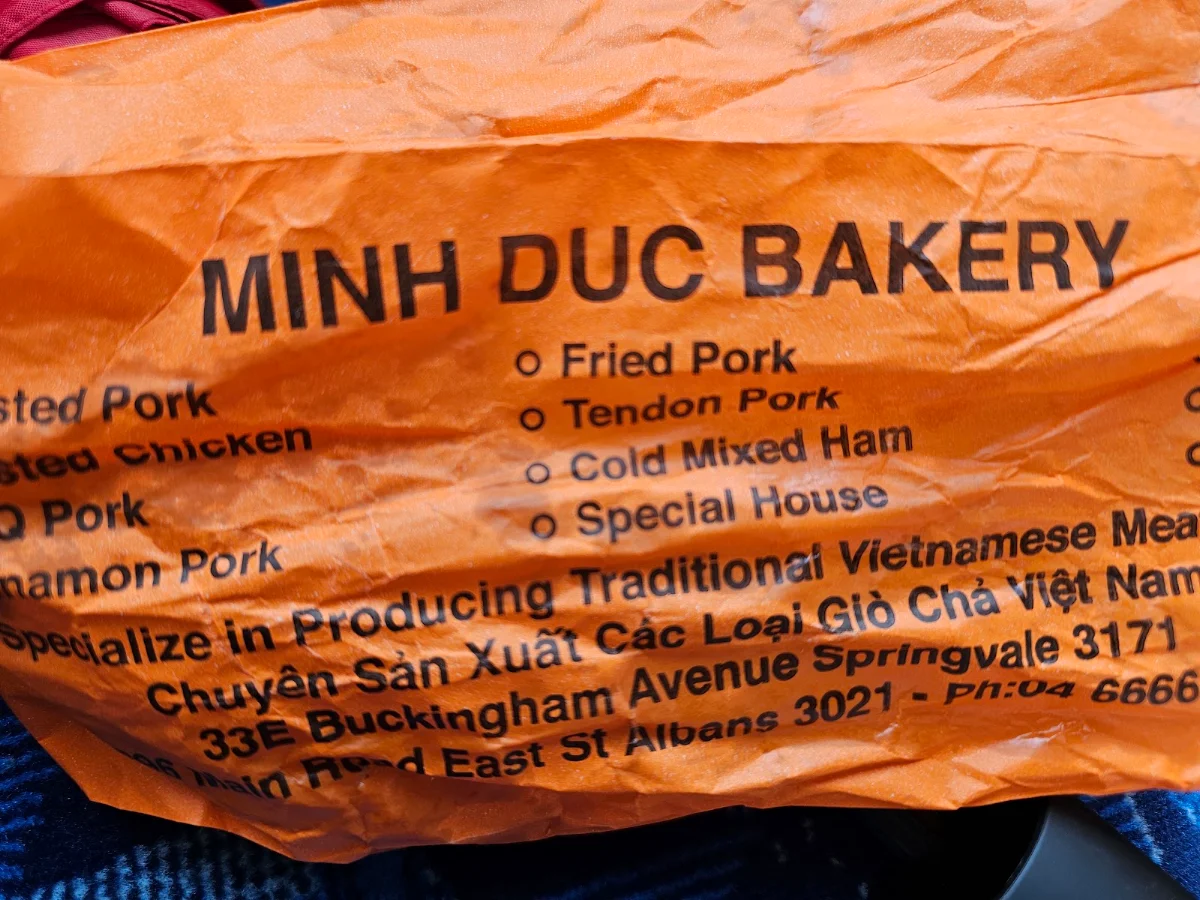 Menu, Minh Duc Bakery St Albans