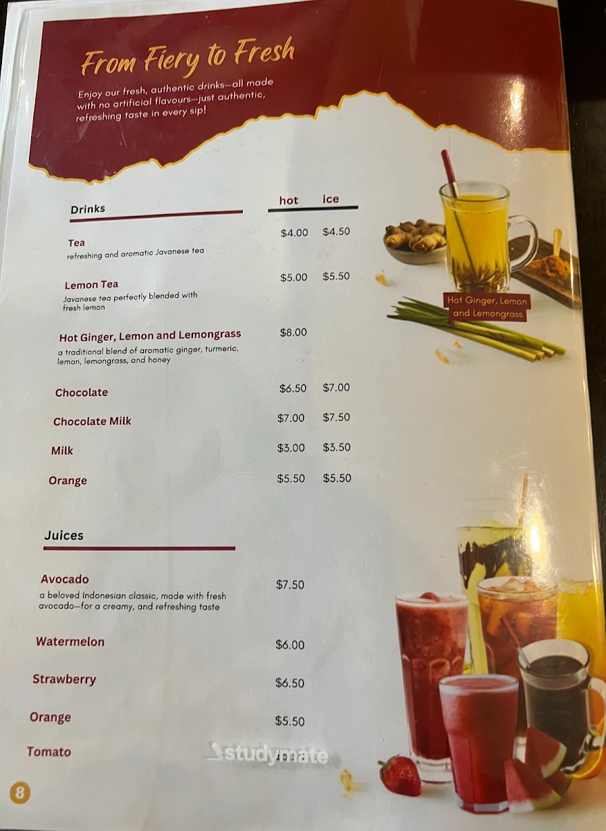 Menu, Waroeng SS Spesial Sambal Carlton