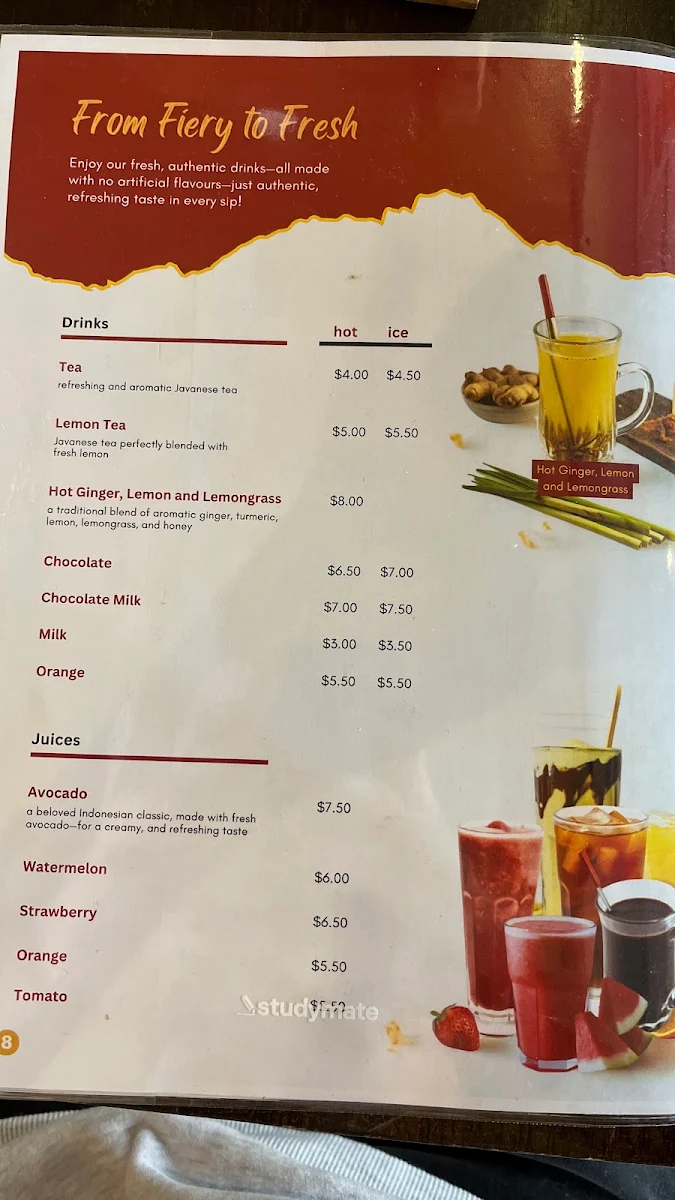 Menu, Waroeng SS Spesial Sambal Carlton