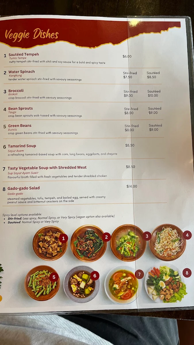 Menu, Waroeng SS Spesial Sambal Carlton
