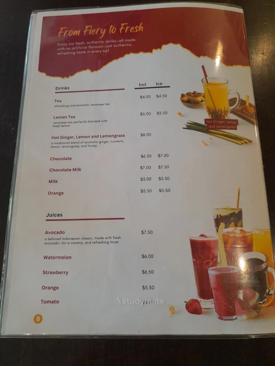 Menu, Waroeng SS Spesial Sambal Carlton