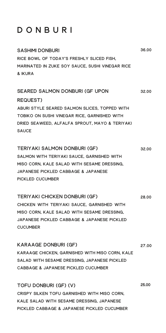 Menu, Kinoko Japanese Restaurant