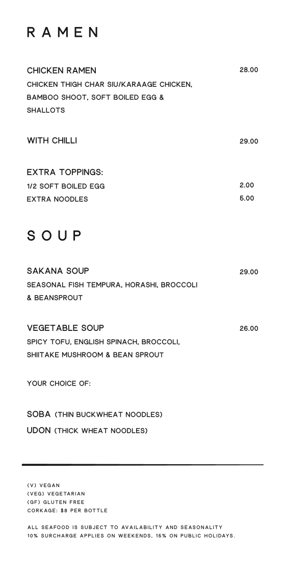 Menu, Kinoko Japanese Restaurant