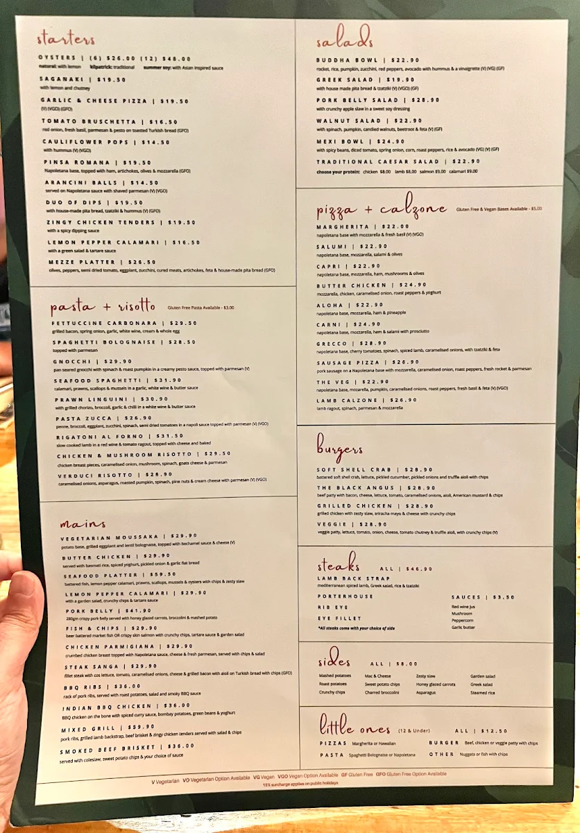 Menu, Aintree Food & Wine Co