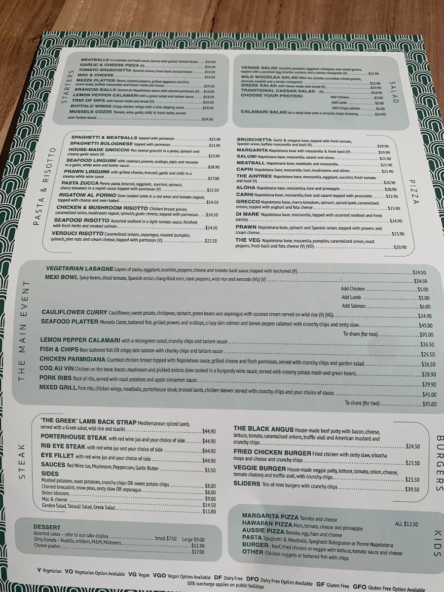 Menu, Aintree Food & Wine Co