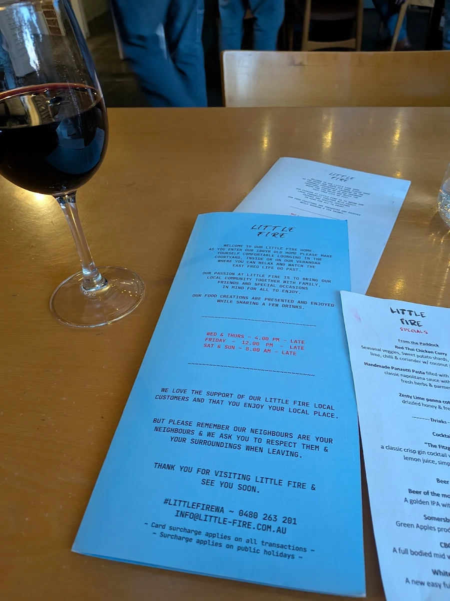 Menu, Little Fire