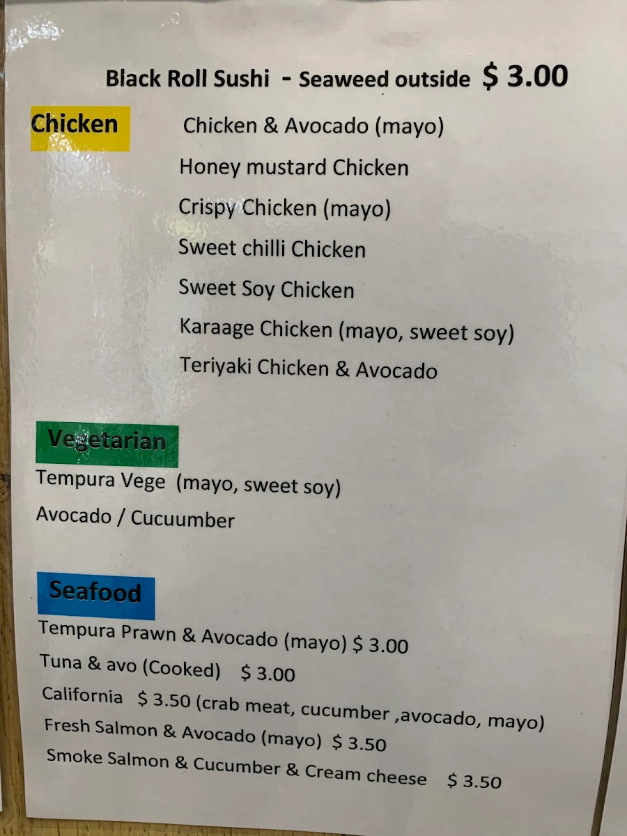 Menu, Una sushi