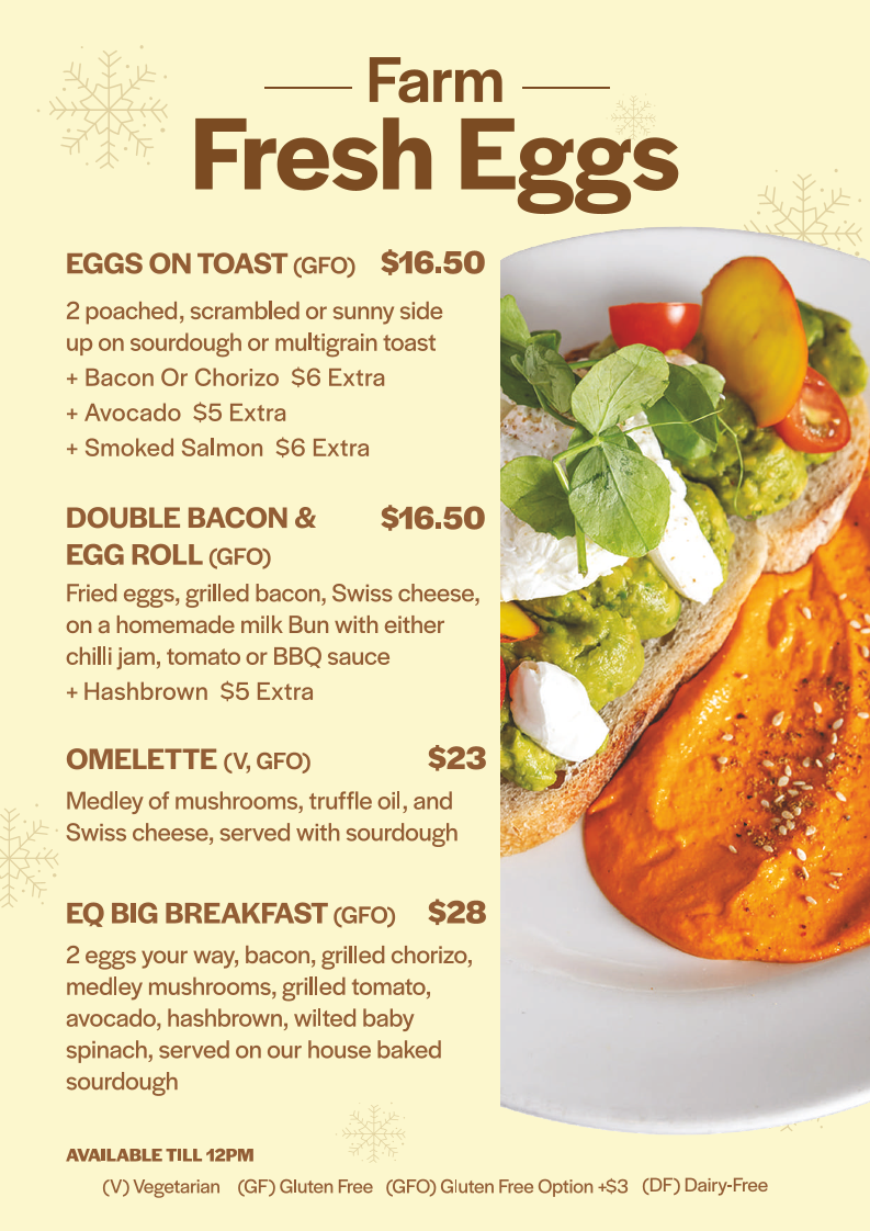 Menu, EQ Cafe & Bakehouse | Deakin