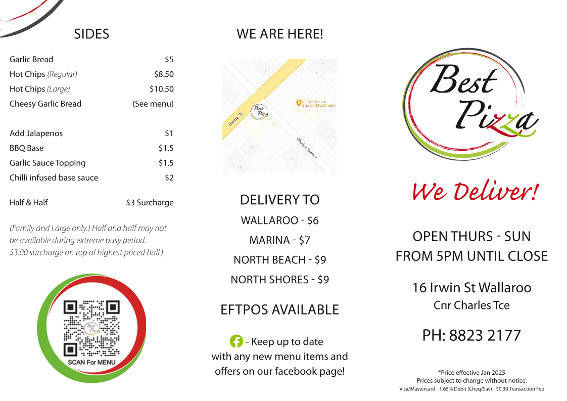 Menu, Best Pizza