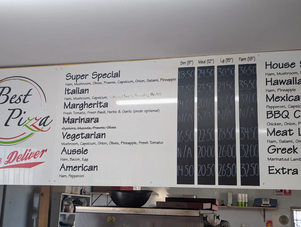 Menu, Best Pizza