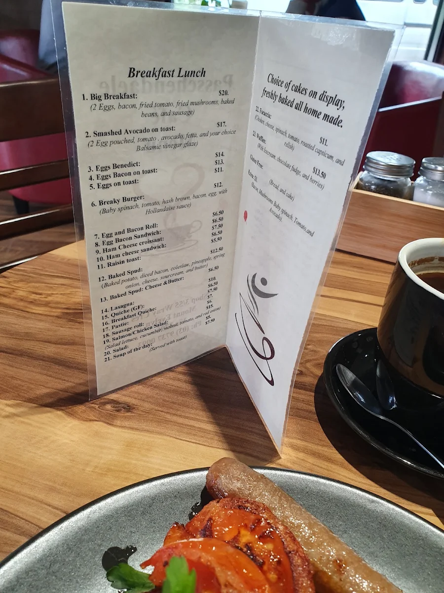 Menu, Passchendaele Cafe