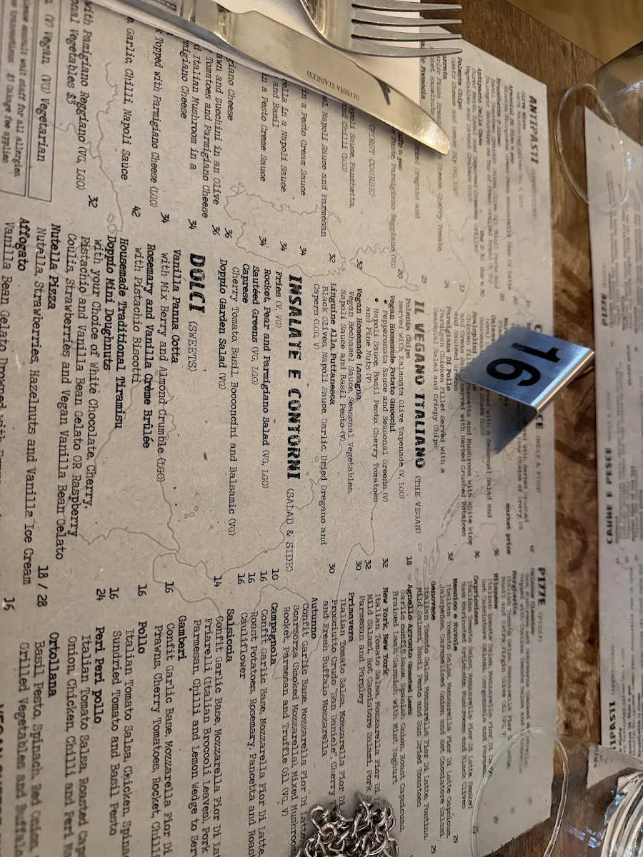 Menu, DoppioZero Pizzeria & Wine Bar
