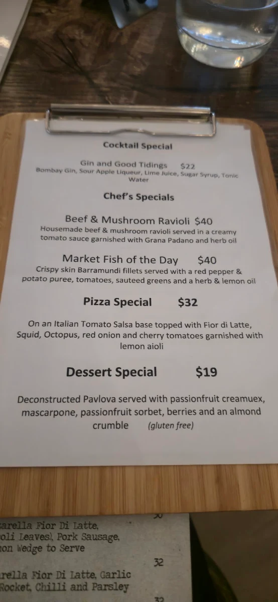 Menu, DoppioZero Pizzeria & Wine Bar