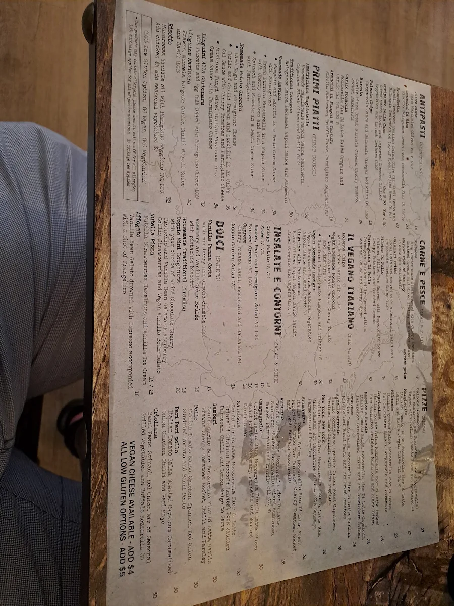 Menu, DoppioZero Pizzeria & Wine Bar