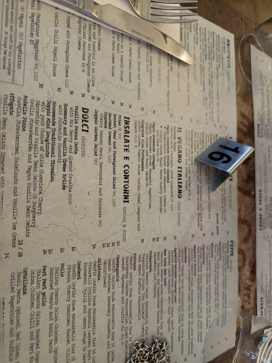 Menu, DoppioZero Pizzeria & Wine Bar
