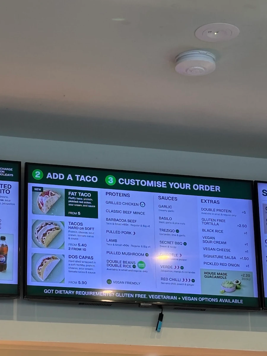 Menu, Zambrero