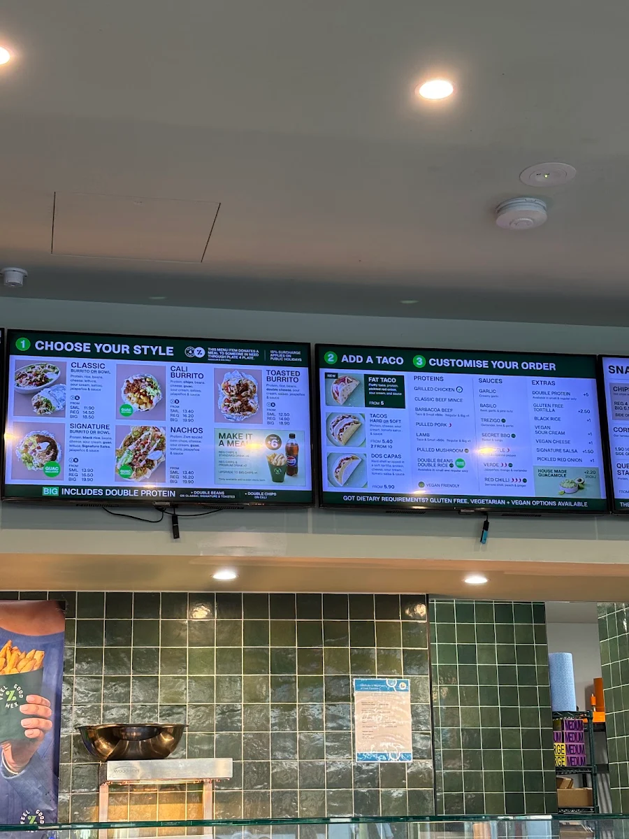 Menu, Zambrero