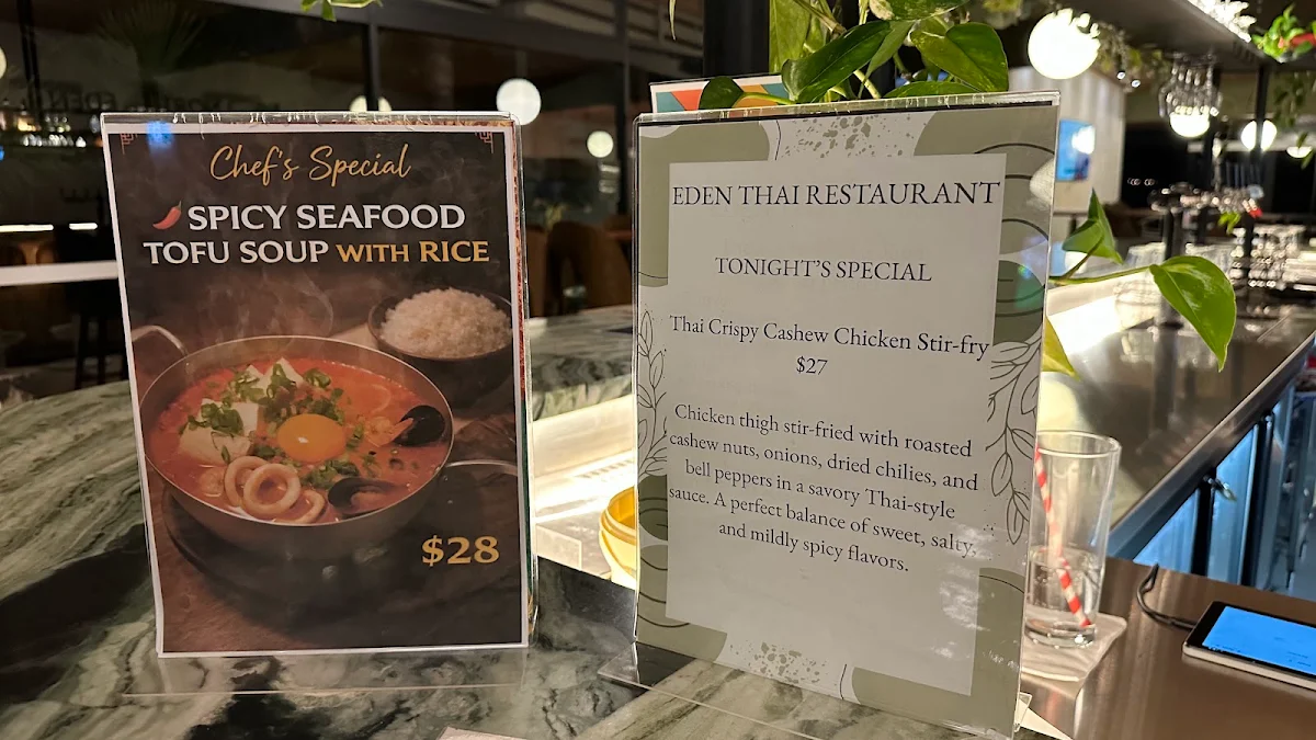 Menu, Eden Thai Restaurant