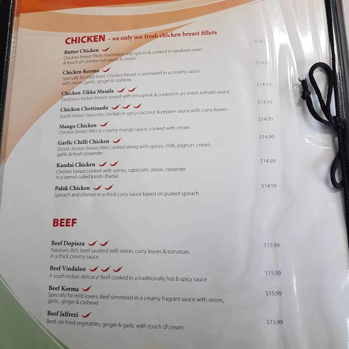Menu, Delights Of India