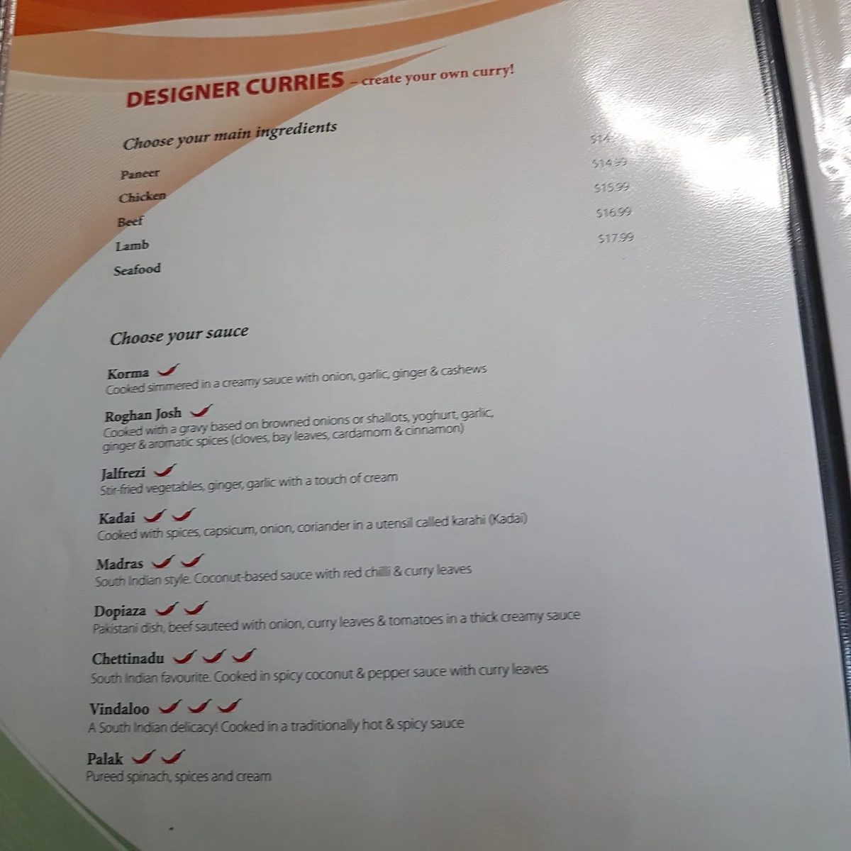 Menu, Delights Of India