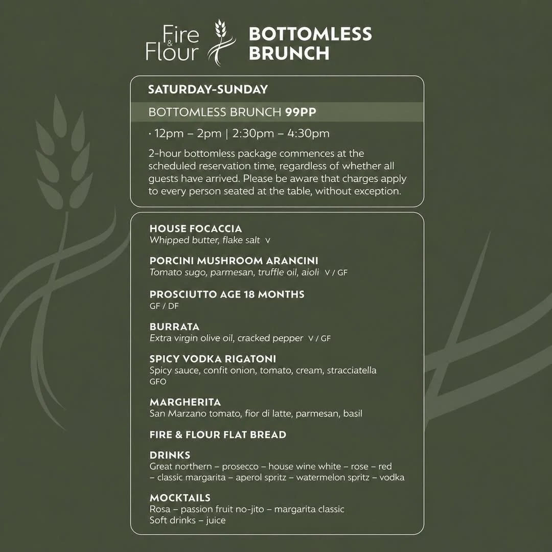 Menu, Fire & Flour
