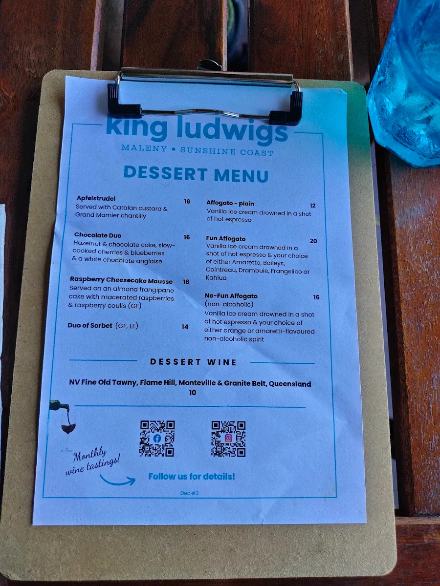 Menu, King Ludwigs German Restaurant and Bavarian Beer Bar