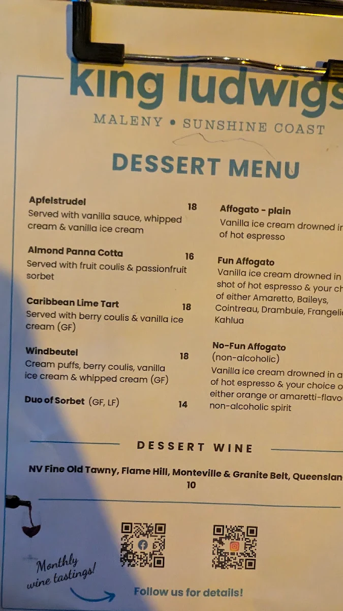 Menu, King Ludwigs German Restaurant and Bavarian Beer Bar